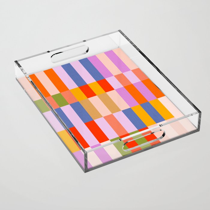 Retro Colourful Bauhaus Pattern Acrylic Tray Gallery Image 1