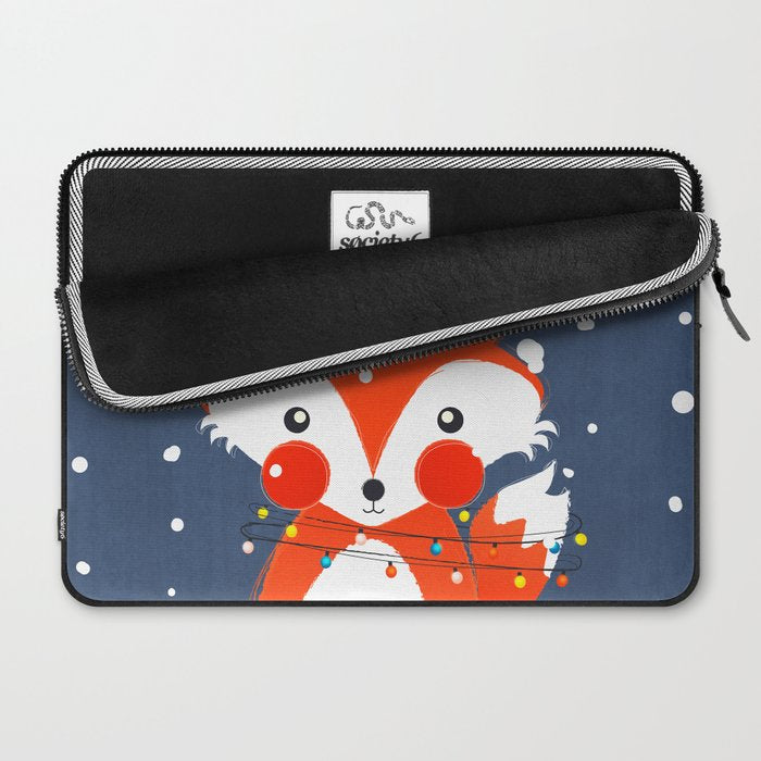 Cute christmas fox in the snow Laptop Sleeve Gallery Image 2