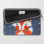Cute christmas fox in the snow Laptop Sleeve Gallery Image 2