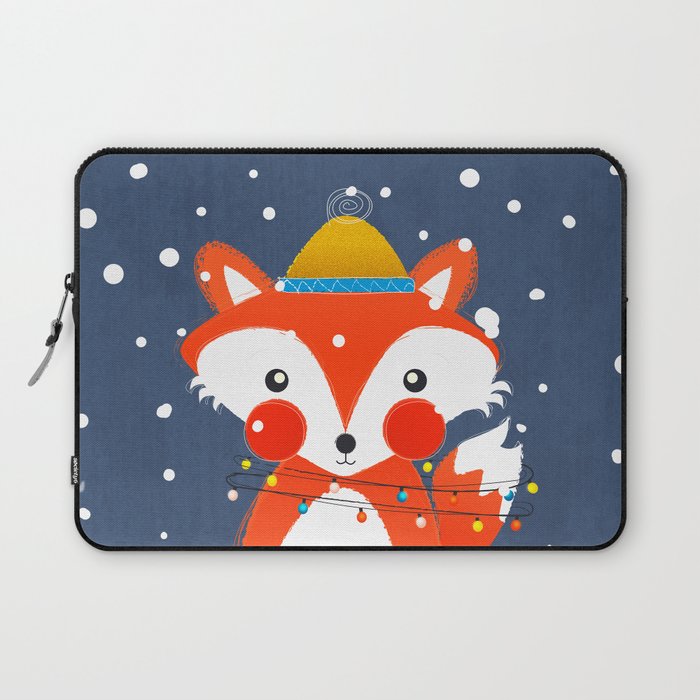 Cute christmas fox in the snow Laptop Sleeve Gallery Image 1