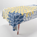 Modern Flowers Print, Yellow, White and Blue Tablecloth Gallery Image 1