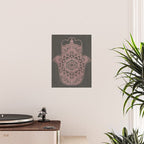 golden hamsa fatma hand and mandala on classic blue Poster Gallery Image 2