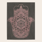 golden hamsa fatma hand and mandala on classic blue Poster Gallery Image 4