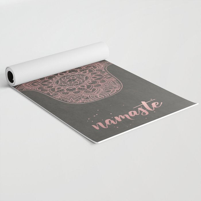 golden hamsa fatma hand and mandala on classic blue Yoga Mat Gallery Image 2