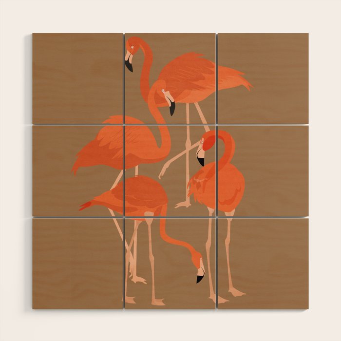 Graceful Flamingos 2 Wood Wall Art Gallery Image 1