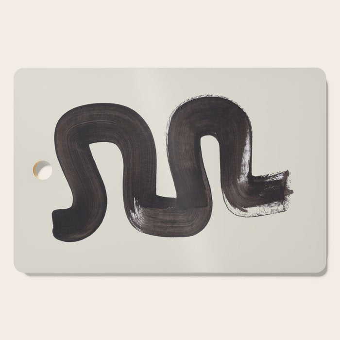 Black & White Minimalist Abstract Shapes Patterns Black Ink Painting Cutting Board Gallery Image 1