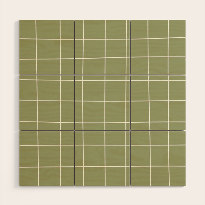 Hand Drawn Grid Green Wood Wall Art Gallery Image 1