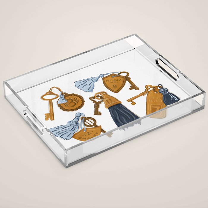 Hotel Keys in Navy and Gold Acrylic Tray Gallery Image 1