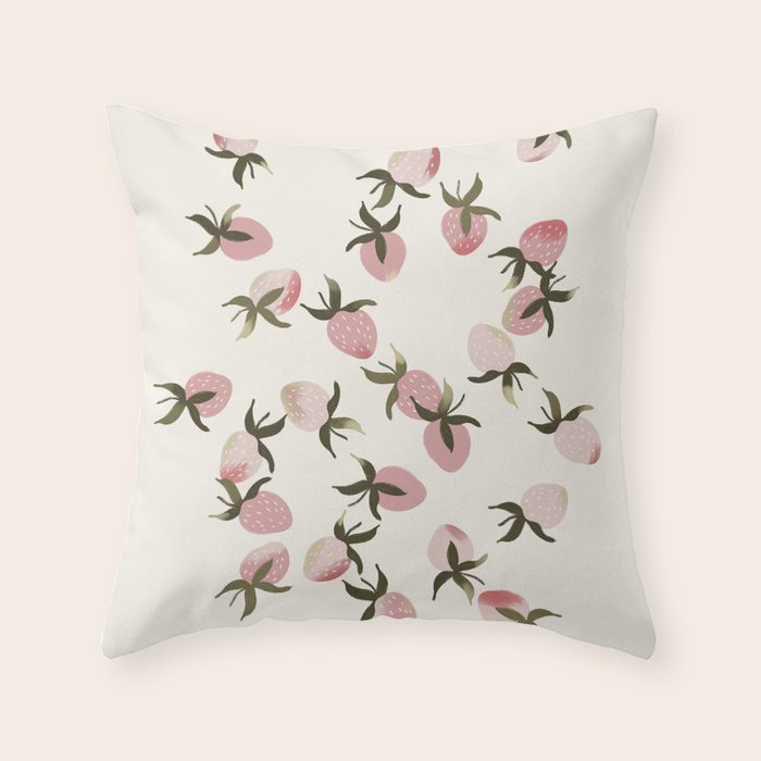 delicate strawberries Throw Pillow Gallery Image 6