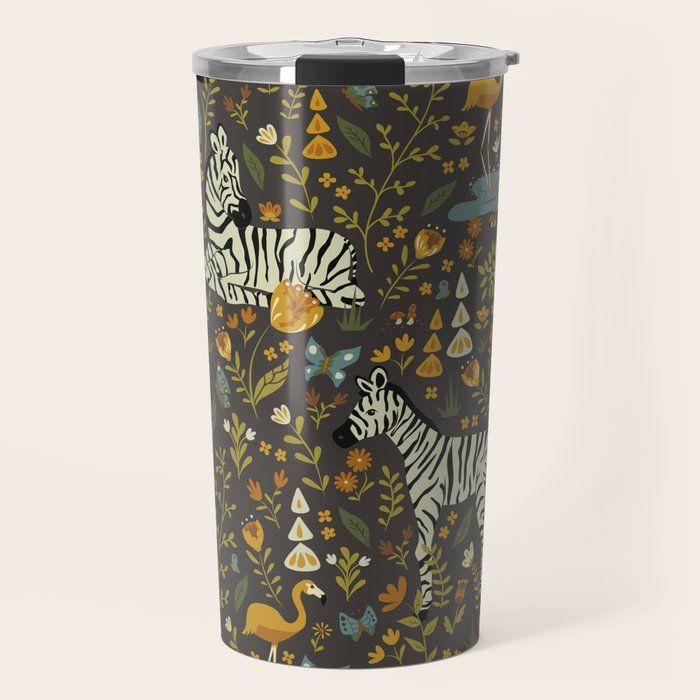 Zebras in Wild Fall Garden Travel Mug Gallery Image 1