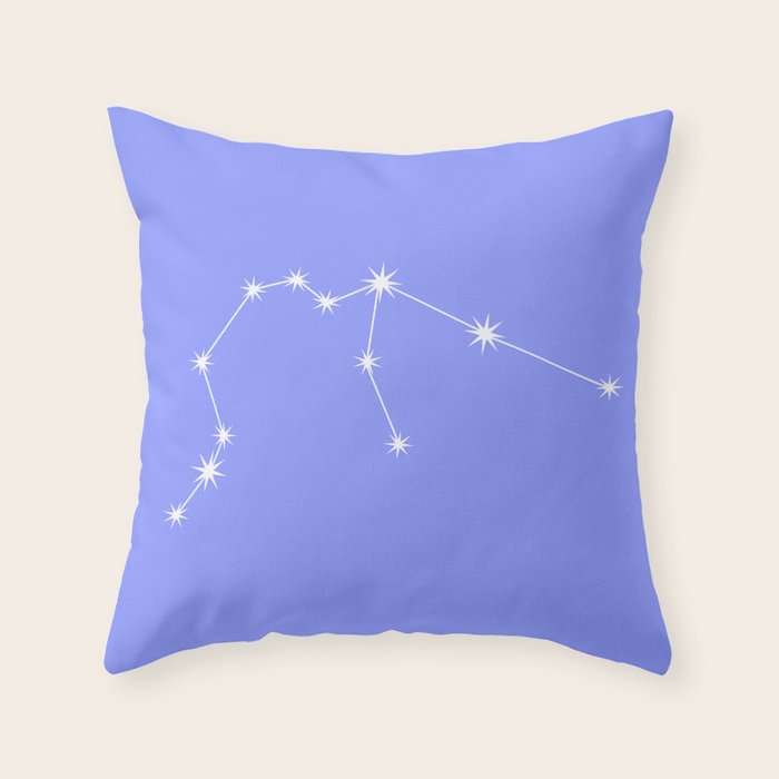 Aquarius Zodiac Star Constellation Line Art Pastel Purple Throw Pillow Gallery Image 6