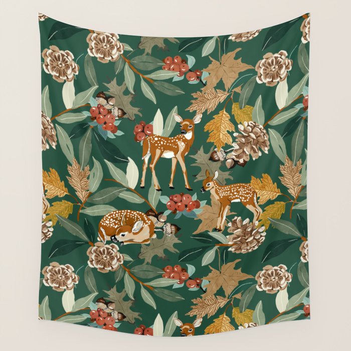 Deer in the autumn nature 22 Wall Tapestry Gallery Image 1