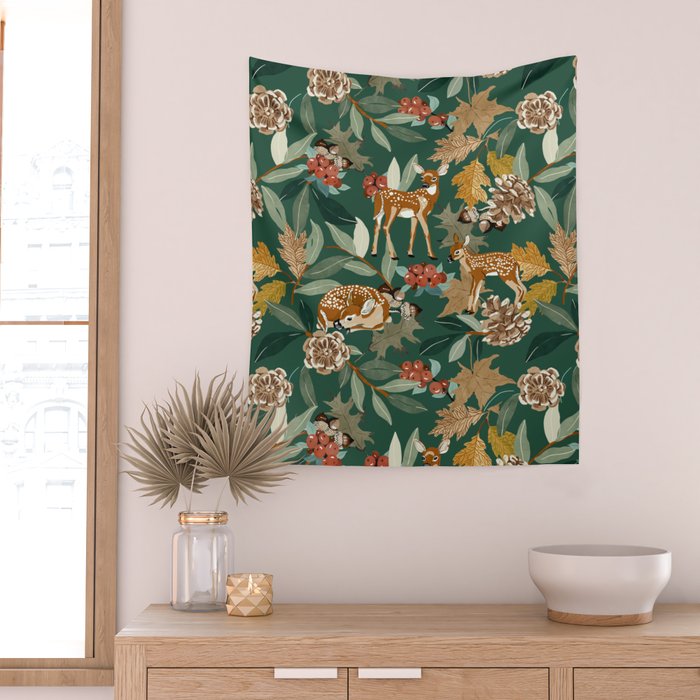 Deer in the autumn nature 22 Wall Tapestry Gallery Image 2