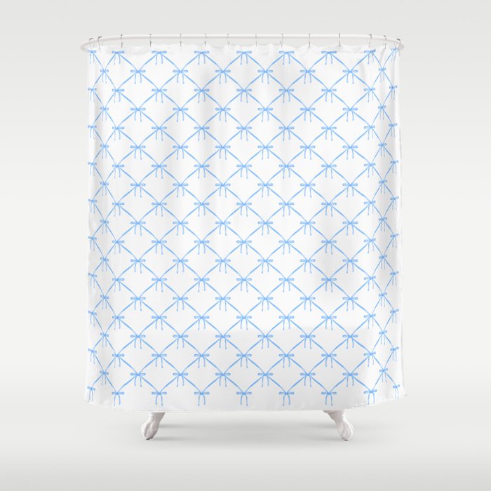Bows & Ribbons Pattern VII Baby Blue Shower Curtain Gallery Image 1