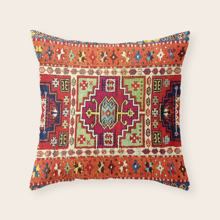 Erzincan  Antique Turkish Rug Print Throw Pillow Gallery Image 1