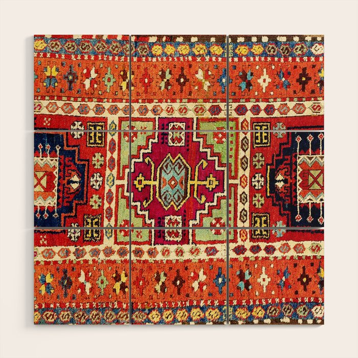 Erzincan  Antique Turkish Rug Print Wood Wall Art Gallery Image 1