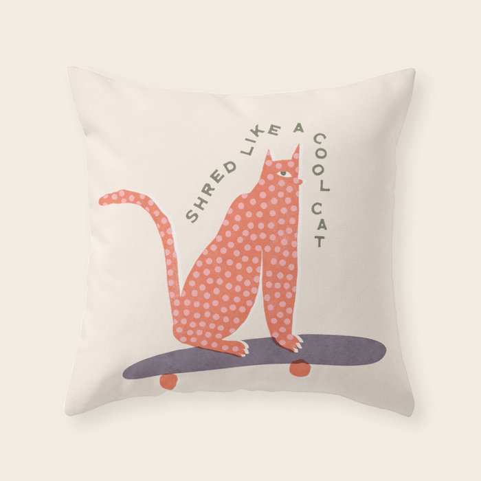Shred like a cool cat Throw Pillow Gallery Image 1