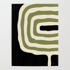 Abstract Geometric Rings 234 Black Olive Green and Beige Poster Gallery Image 4