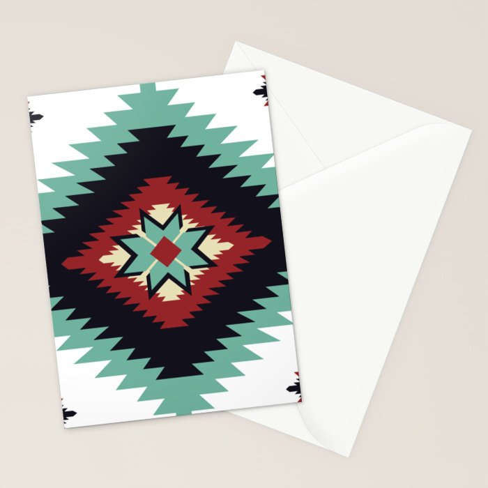 Southwest Santa Fe Geometric Tribal Indian Pattern Stationery Card Gallery Image 2