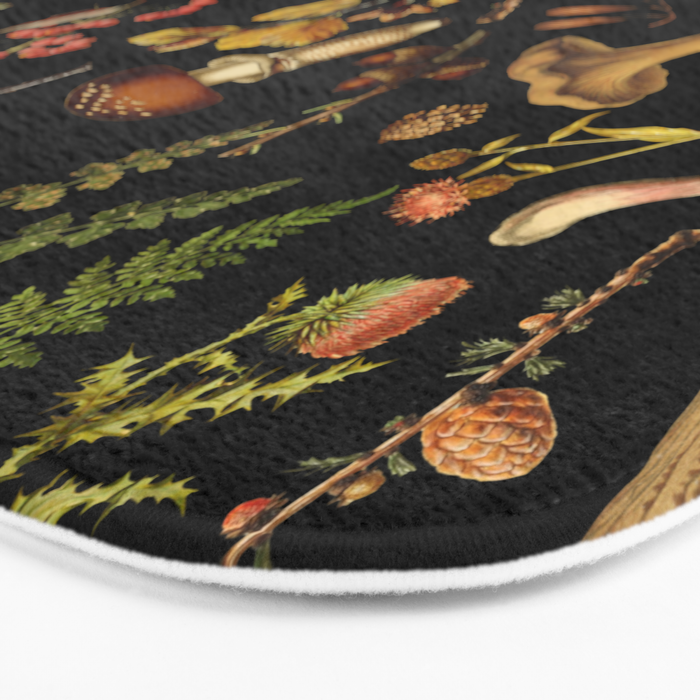 Vintage Mushroom Fungi Night Forest Botanical Garden Bath Mat Gallery Image 3