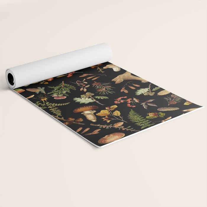 Vintage Mushroom Fungi Night Forest Botanical Garden Yoga Mat Gallery Image 2