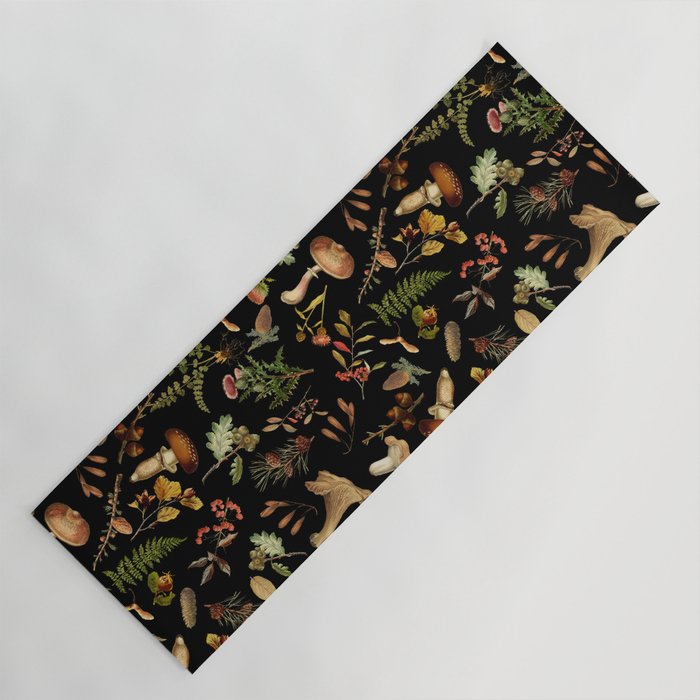 Vintage Mushroom Fungi Night Forest Botanical Garden Yoga Mat Gallery Image 1