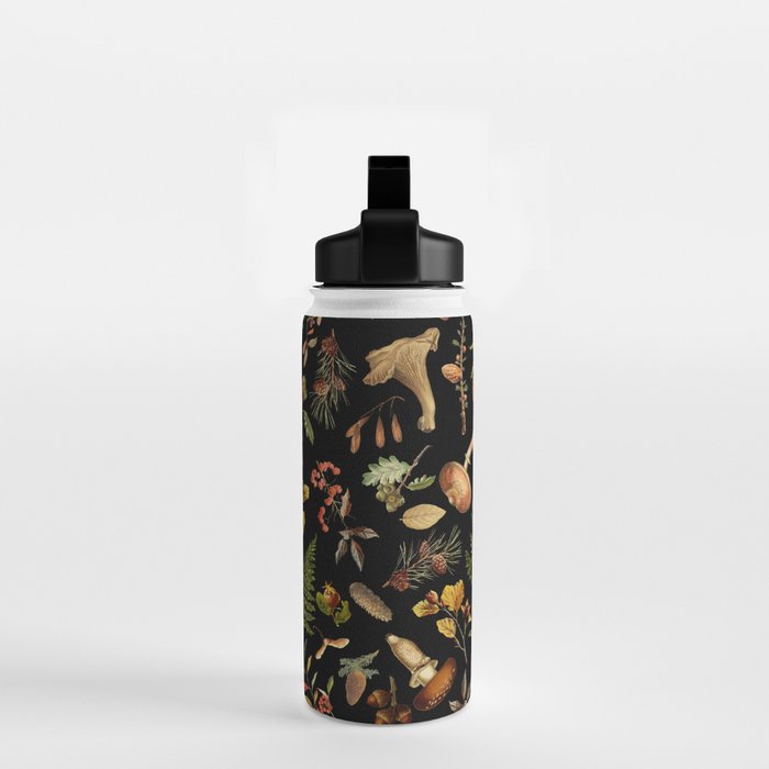 Vintage Mushroom Fungi Night Forest Botanical Garden Water Bottle Gallery Image 2