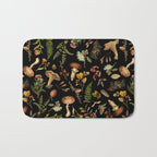 Vintage Mushroom Fungi Night Forest Botanical Garden Bath Mat Gallery Image 1