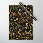 Vintage Mushroom Fungi Night Forest Botanical Garden Wrapping Paper Gallery Image 1