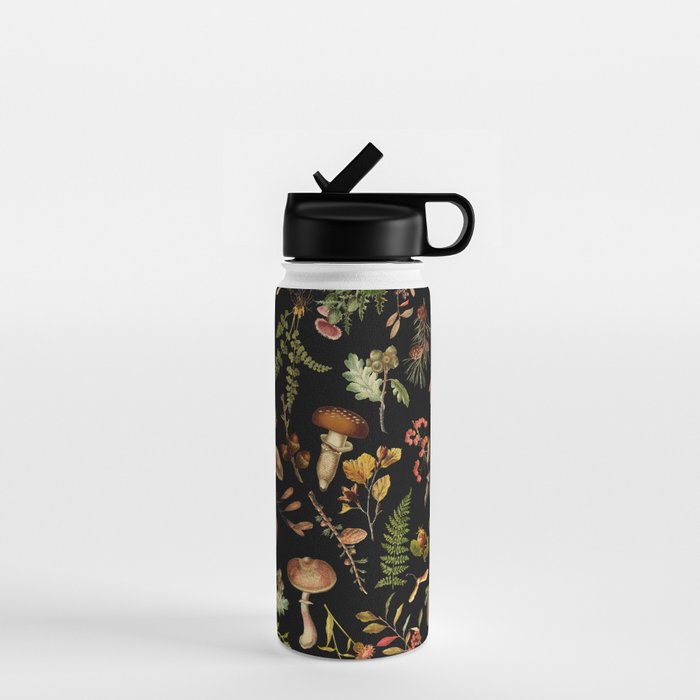 Vintage Mushroom Fungi Night Forest Botanical Garden Water Bottle Gallery Image 1