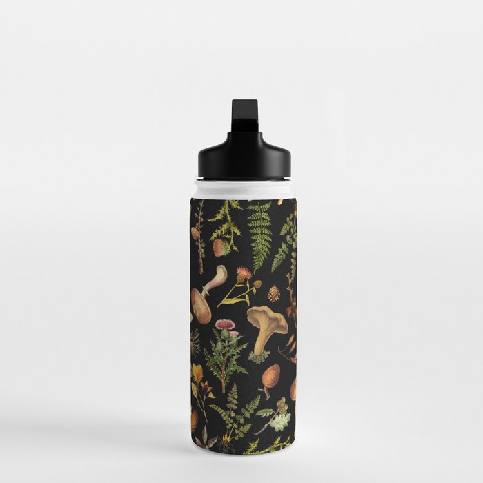 Vintage Mushroom Fungi Night Forest Botanical Garden Water Bottle Gallery Image 3