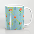 Tennis Rackets & Roses in Warm Blue & Peach Coffee Mug Gallery Image 1