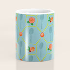 Tennis Rackets & Roses in Warm Blue & Peach Coffee Mug Gallery Image 4