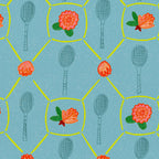Tennis Rackets & Roses in Warm Blue & Peach Coffee Mug Gallery Image 2