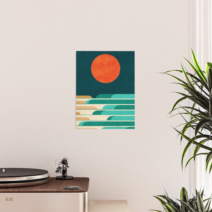 Chasing wave under the red moon Poster Gallery Image 2