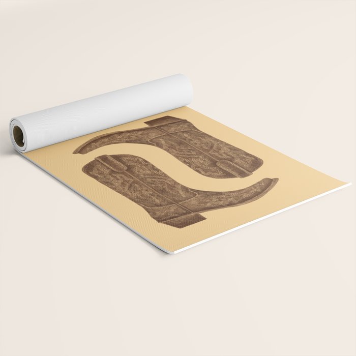 Brown Cowgirl Boot Yoga Mat Gallery Image 2
