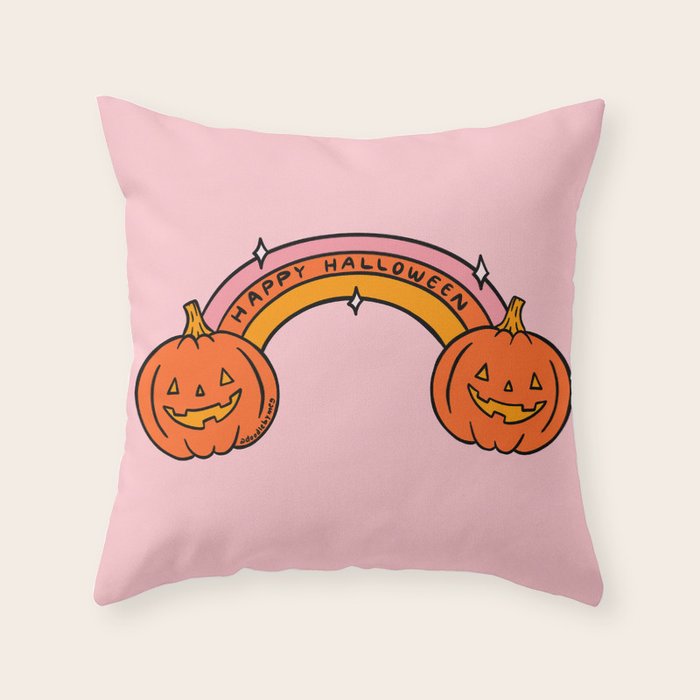 Happy Halloween Rainbow Throw Pillow Gallery Image 1