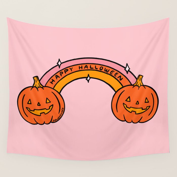 Happy Halloween Rainbow Wall Tapestry Gallery Image 4