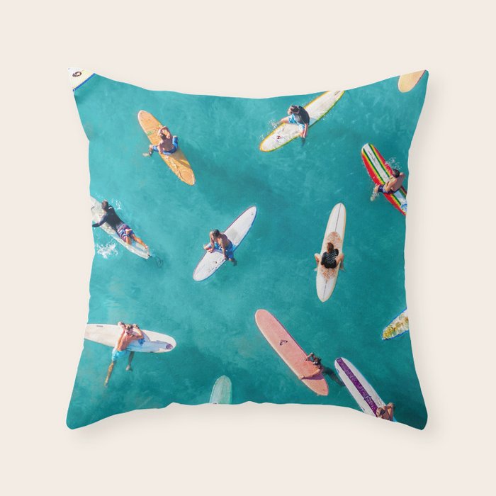 Surfers Traffic Jam Throw Pillow Gallery Image 1