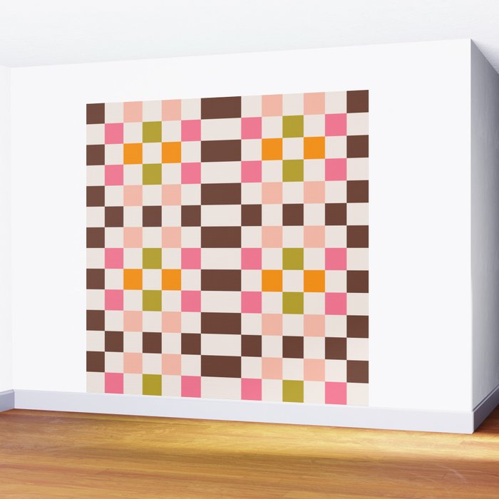 Checkerboard - Warm Colors Wall Mural Gallery Image 2