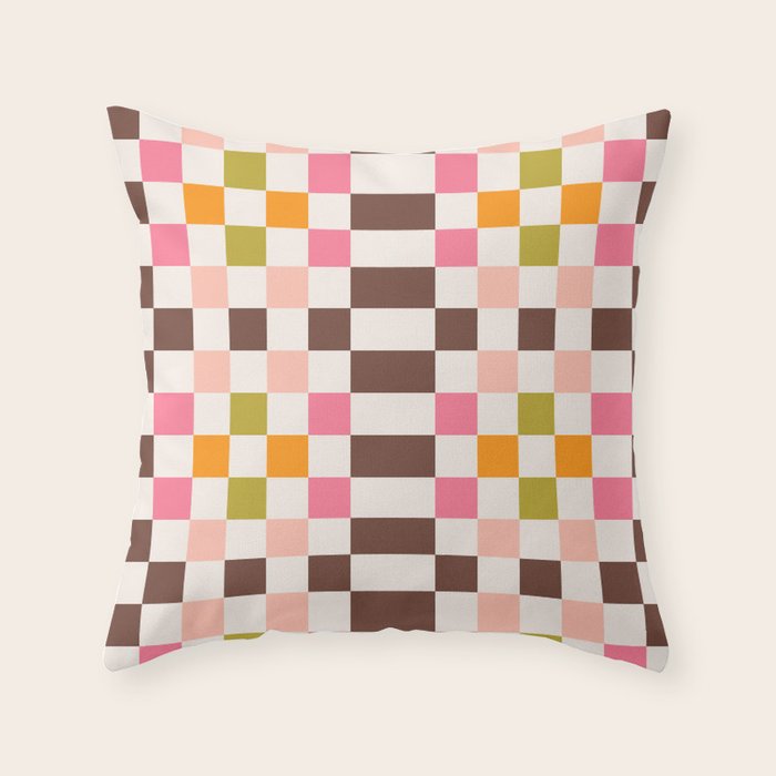 Checkerboard - Warm Colors Throw Pillow Gallery Image 6