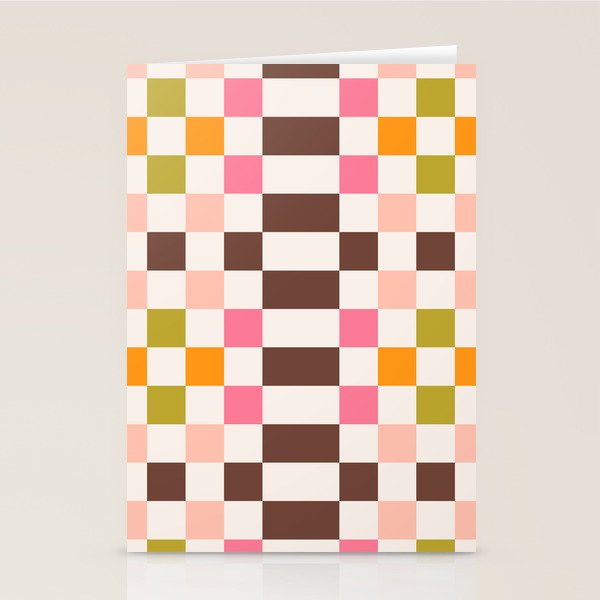 Checkerboard - Warm Colors Stationery Card Gallery Image 1