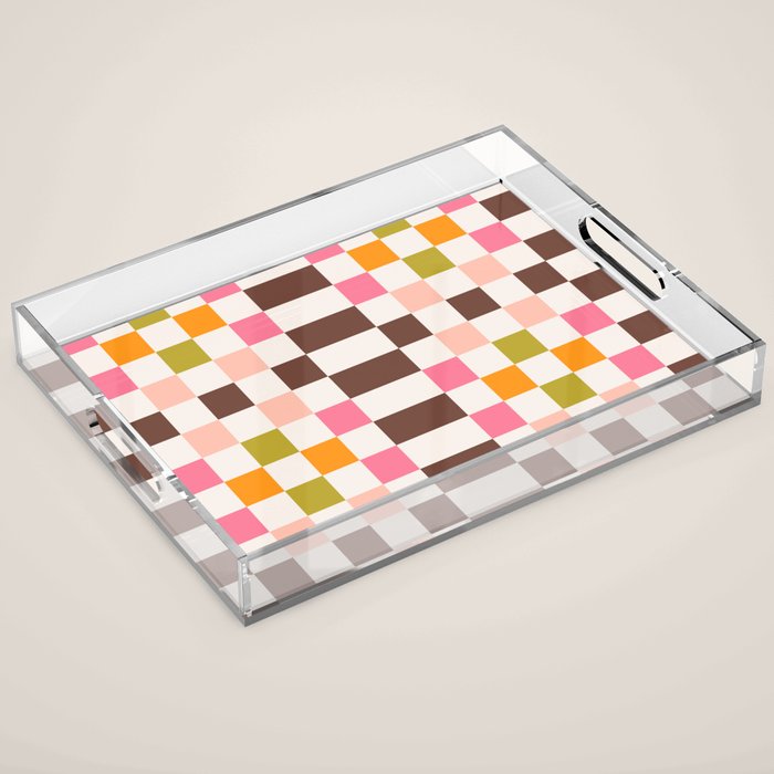 Checkerboard - Warm Colors Acrylic Tray Gallery Image 1
