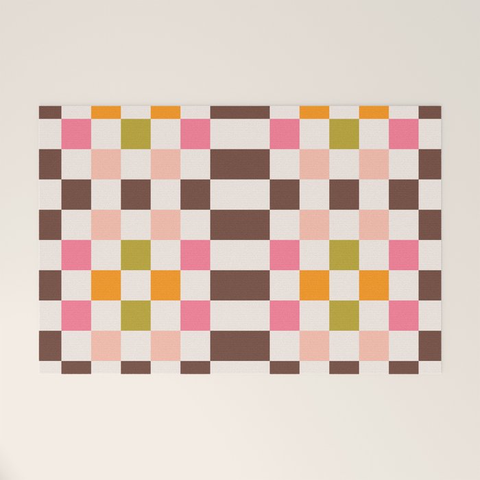 Checkerboard - Warm Colors Welcome Mat Gallery Image 1
