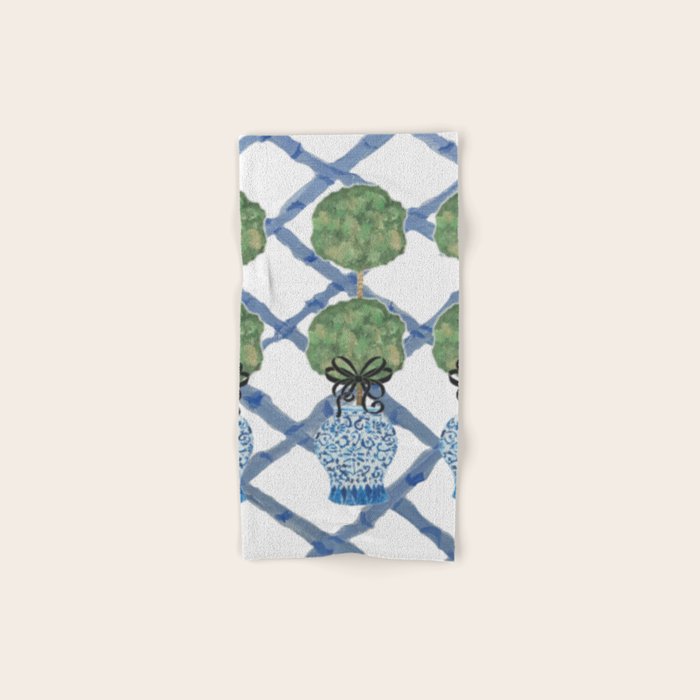 Hand Painted Bamboo Trellis Chinoiserie Ginger Jar  Bath Towel Gallery Image 1