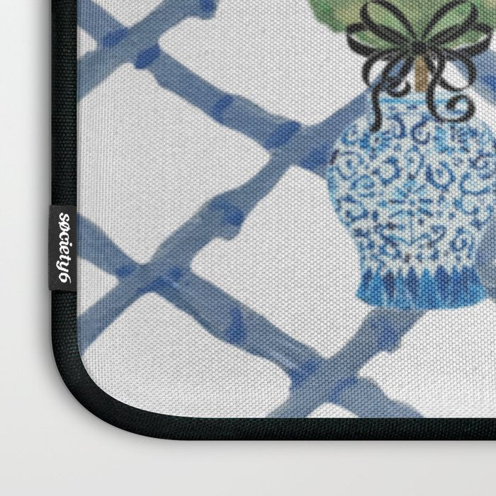 Hand Painted Bamboo Trellis Chinoiserie Ginger Jar  Laptop Sleeve Gallery Image 3