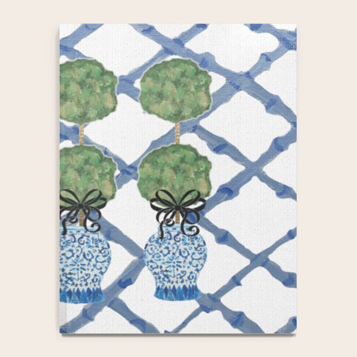 Hand Painted Bamboo Trellis Chinoiserie Ginger Jar  Notebook Gallery Image 4
