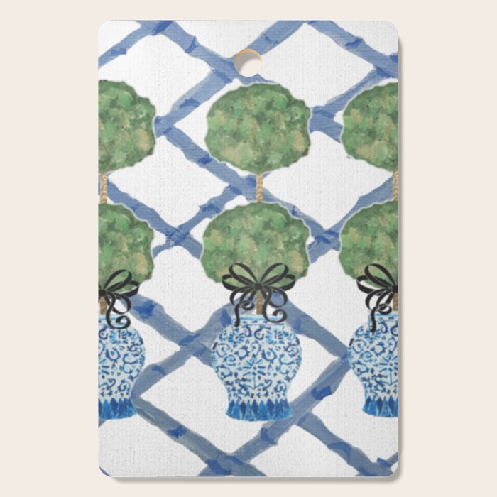 Hand Painted Bamboo Trellis Chinoiserie Ginger Jar  Cutting Board Gallery Image 1