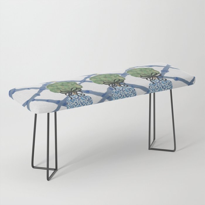 Hand Painted Bamboo Trellis Chinoiserie Ginger Jar  Bench Gallery Image 1