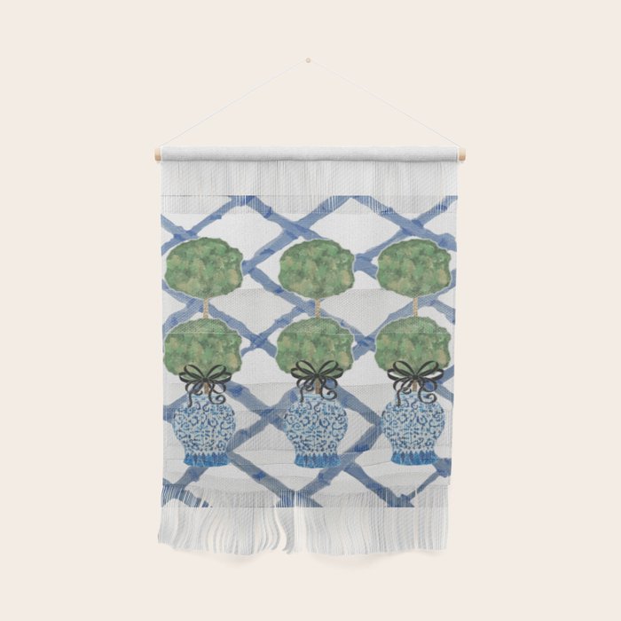 Hand Painted Bamboo Trellis Chinoiserie Ginger Jar  Wall Hanging Gallery Image 1